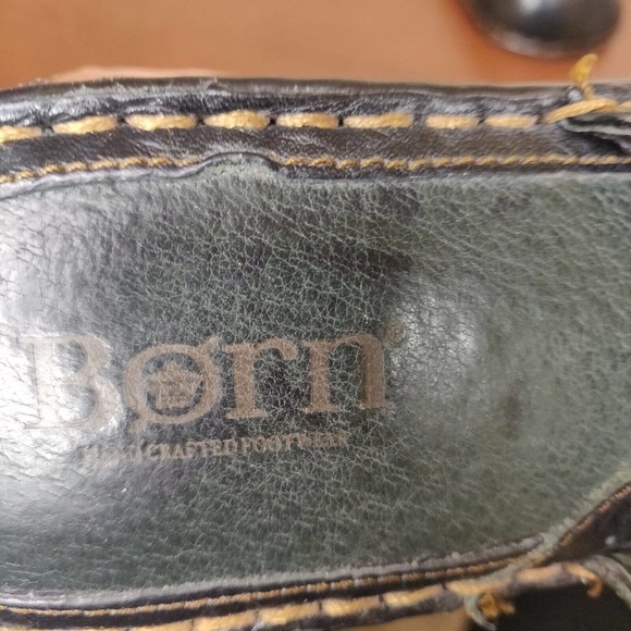 Born Women's Sandals Slip-on Black Leather Size 7 Open Toe Buckle - Picture 8 of 8